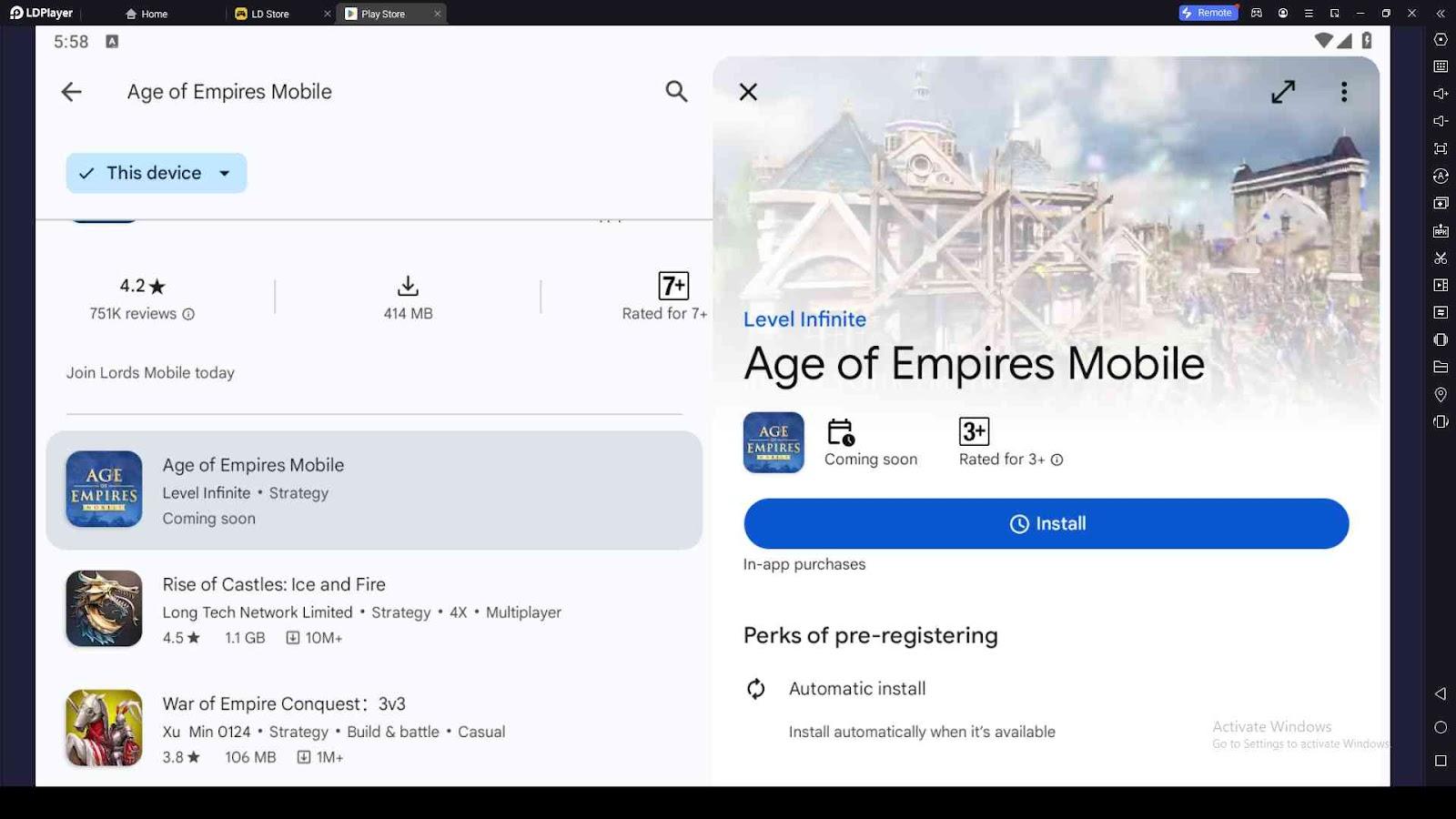 Playing Age of Empires Mobile on PC with LDPlayer