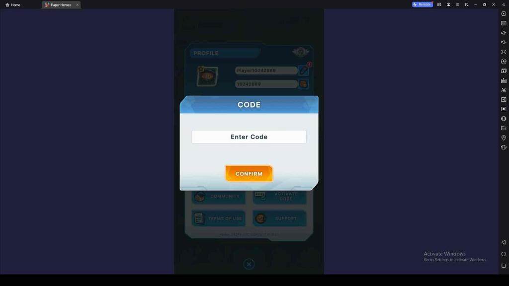 Redeeming Process for the Codes in Paper Heroes