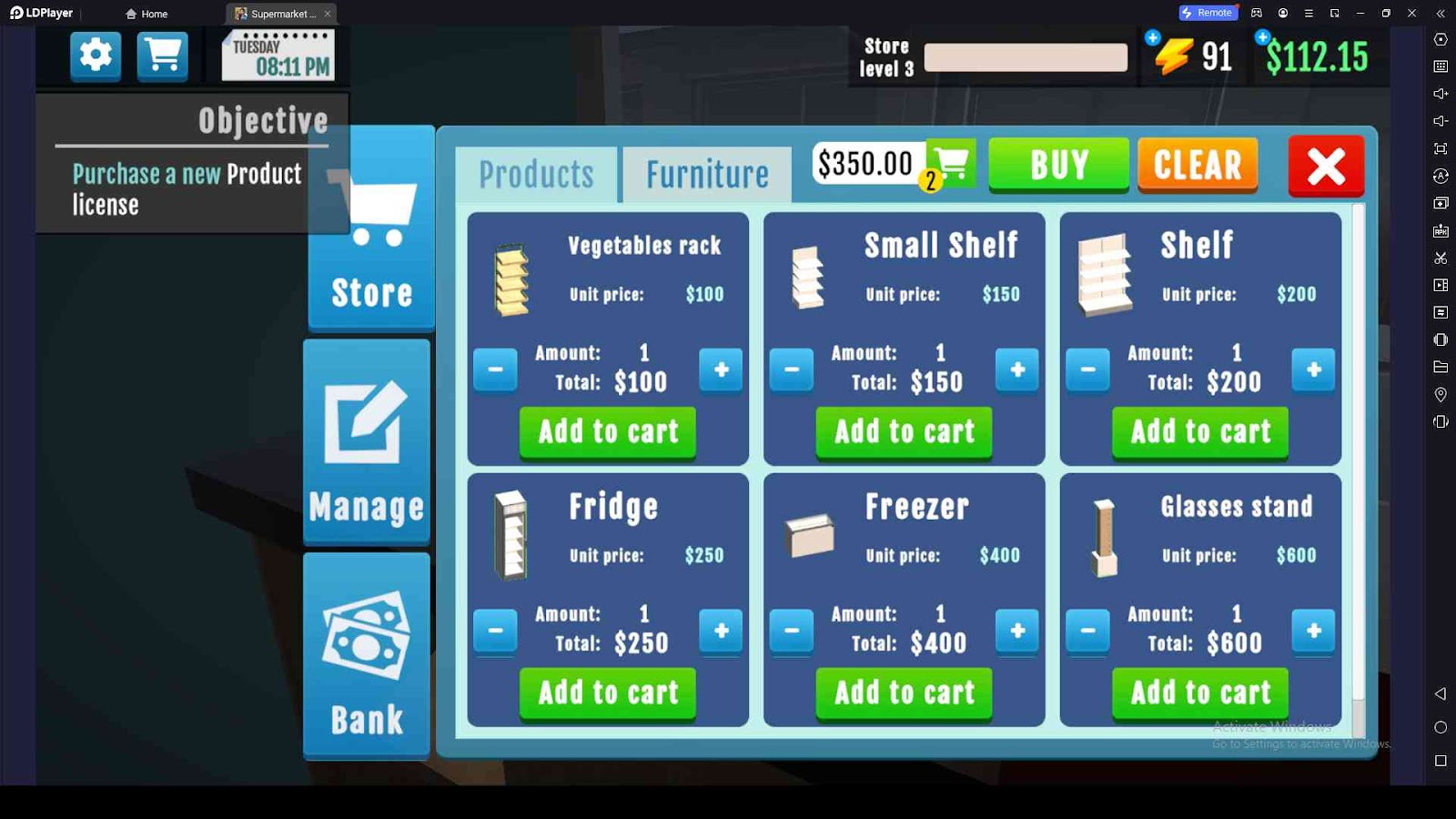 Place New Furniture in Supermarket Manager Simulator