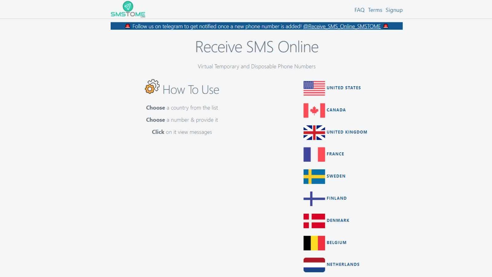 SMSTome Receive SMS Online