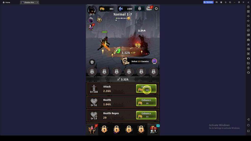 Enhance the Character's Stats in Shadow War: Idle RPG Survival