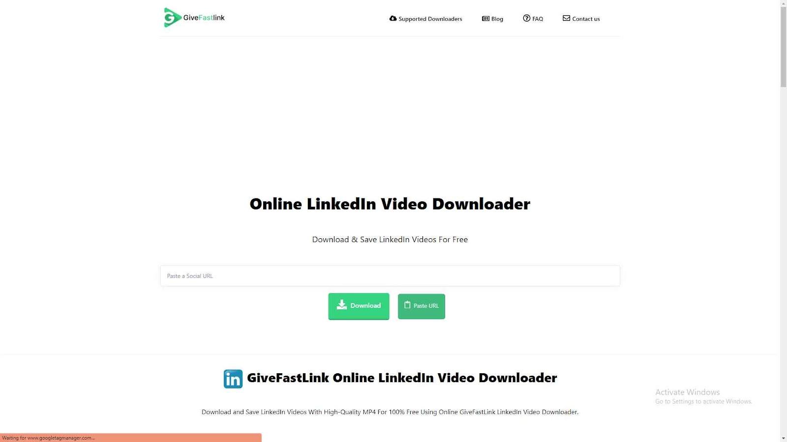 GiveFastLink Online LinkedIn Video Downloader