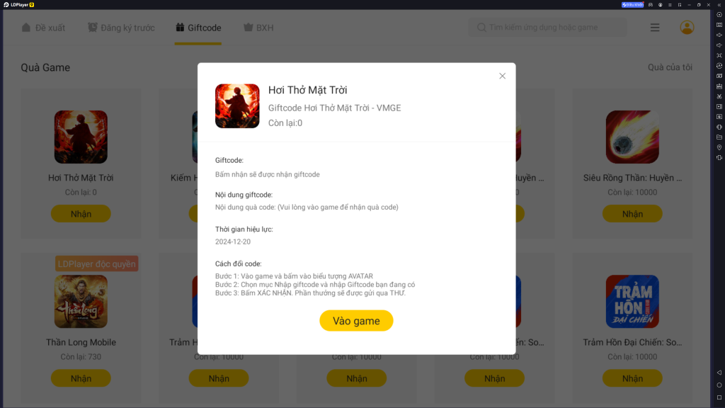 Hơi Thở Mặt Trời: tổng hợp giftcode tân thủ và hướng dẫn cách nhập mới nhất