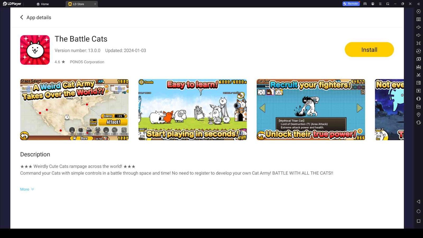 Playing Battle Cats on PC with LDPlayer