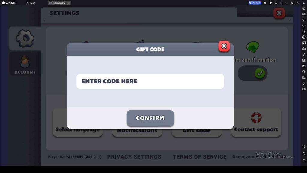 Redeeming Process for the Codes in TrainStation 2