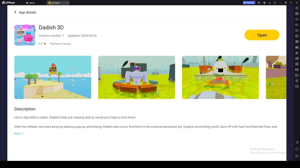 Playing Dadish 3D on PC with LDPlayer