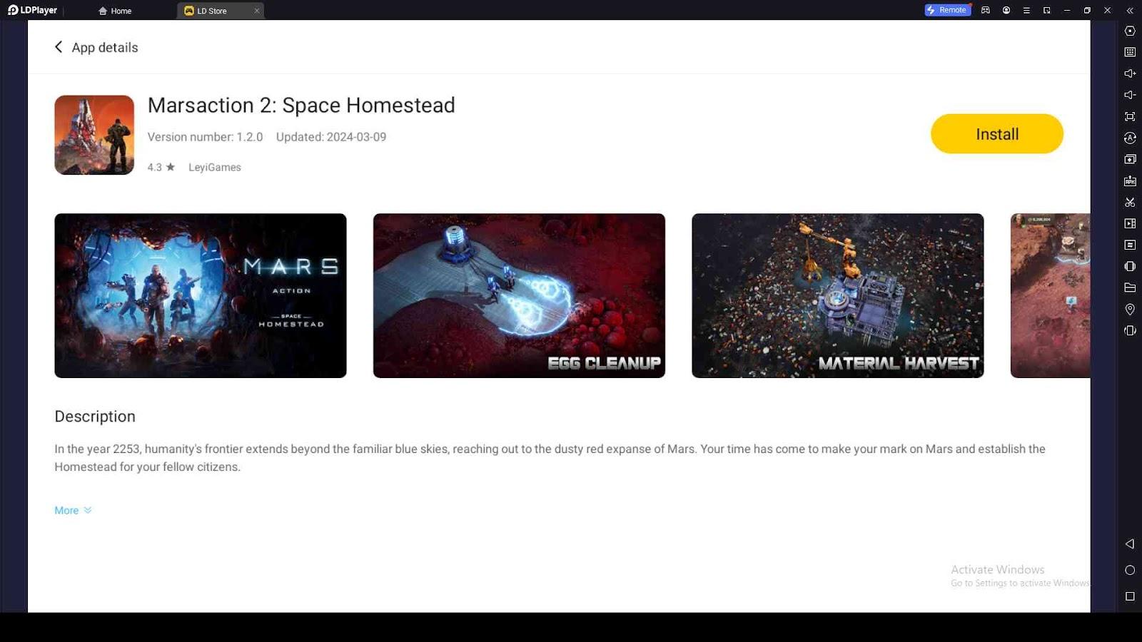 Playing Marsaction 2: Space Homestead on PC with LDPlayer