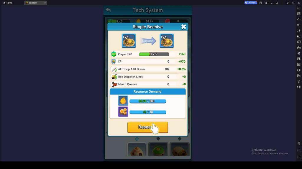Research Technology in Beedom: Casual Strategy Game