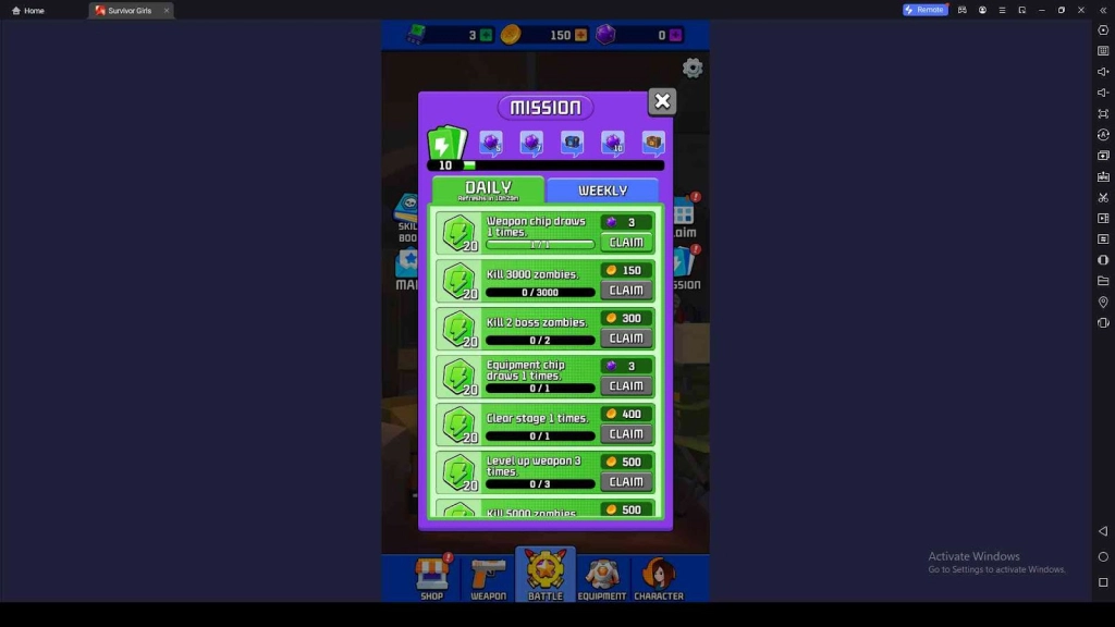 Complete Missions in Survivor Girls