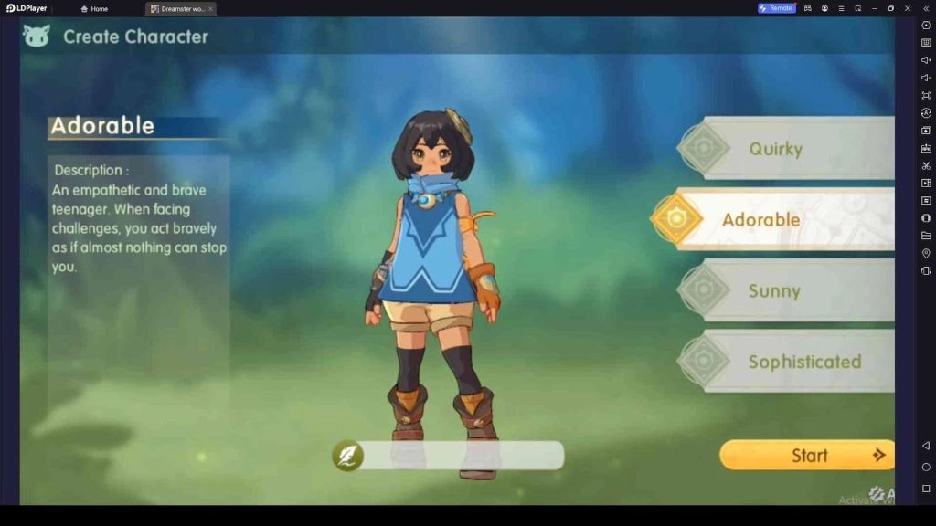 Dreamster World Character Creation