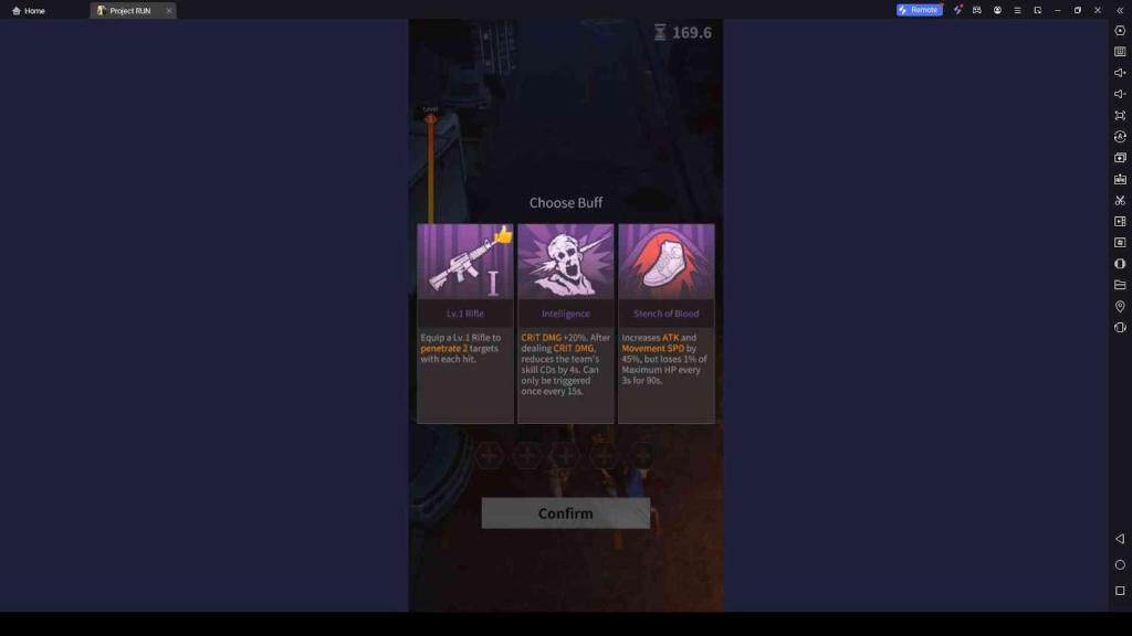 Choose Buffs to Boost the Performance in Project RUN