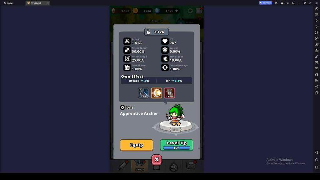Assign and Upgrade the Heroes in Tiny Quest : Idle RPG Game