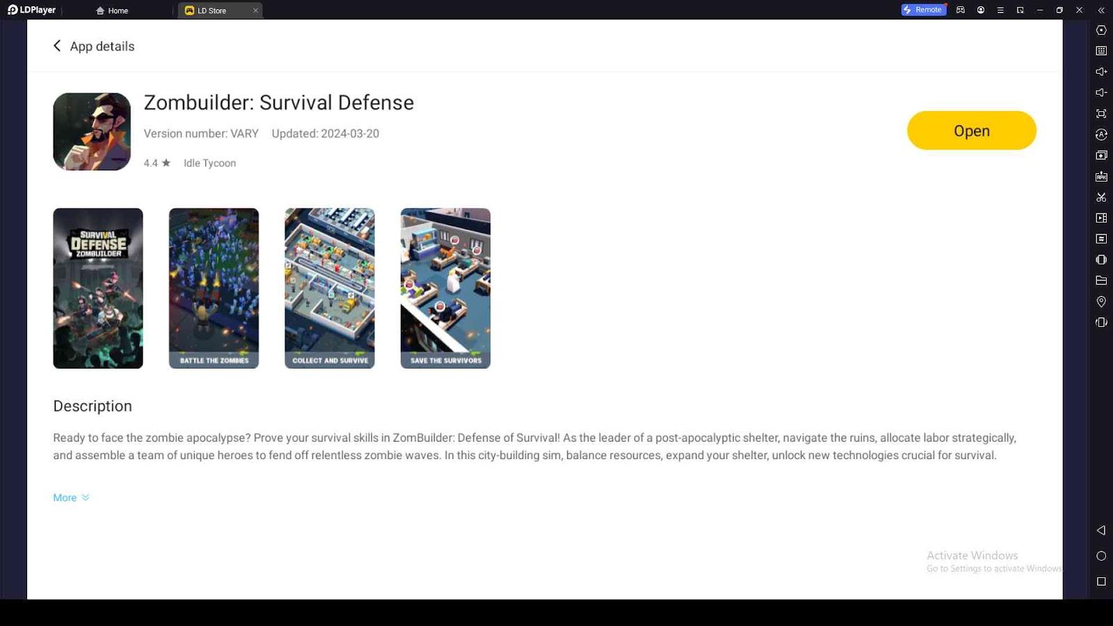 Playing Zombuilder: Survival Defense on PC with LDPlayer