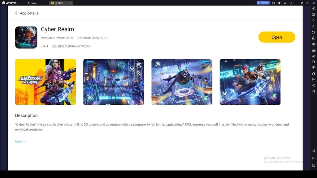 Playing Cyber Realm on PC with LDPlayer