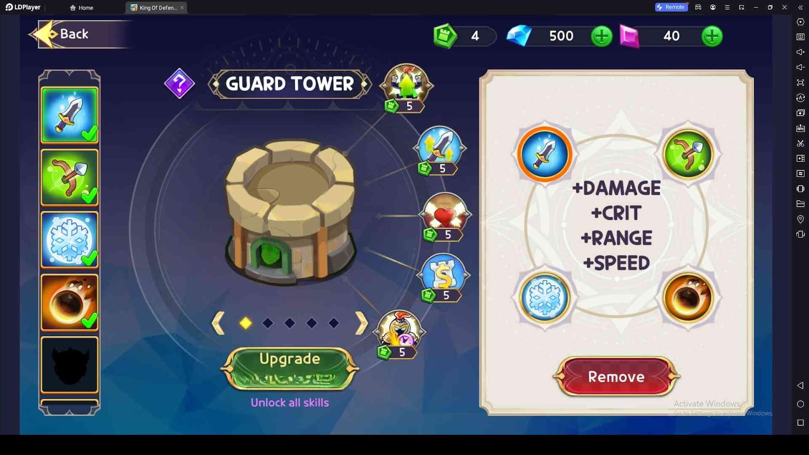 Upgrade Towers in King Of Defense III: Survival