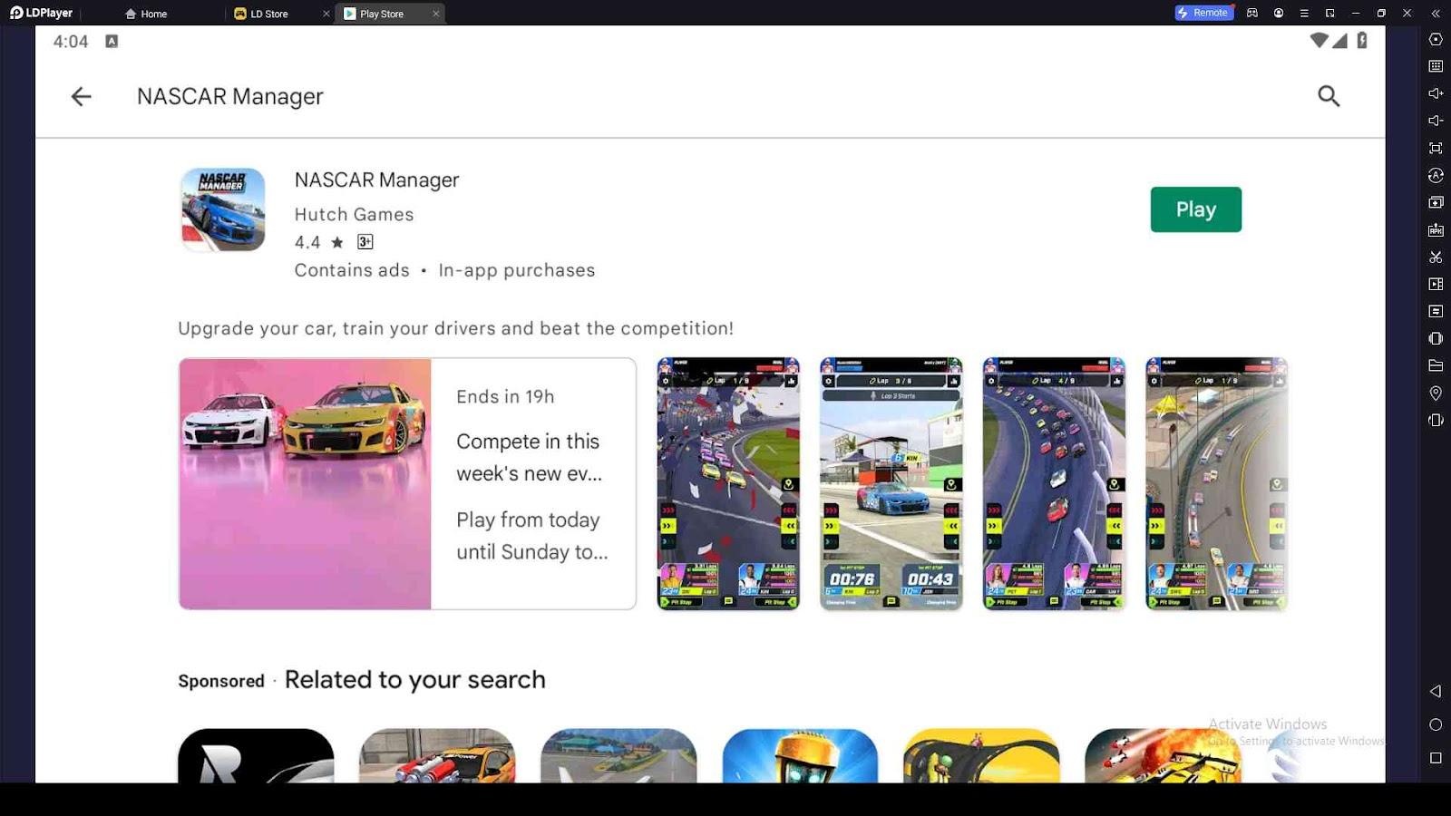 Playing NASCAR Manager on PC with LDPlayer