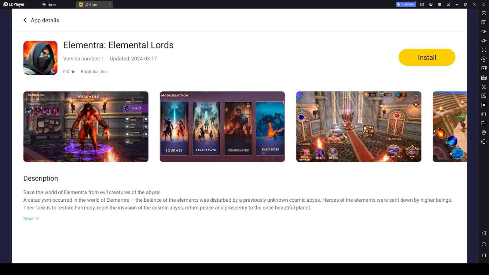 Playing Elementra: Elemental Lords on PC with LDPlayer