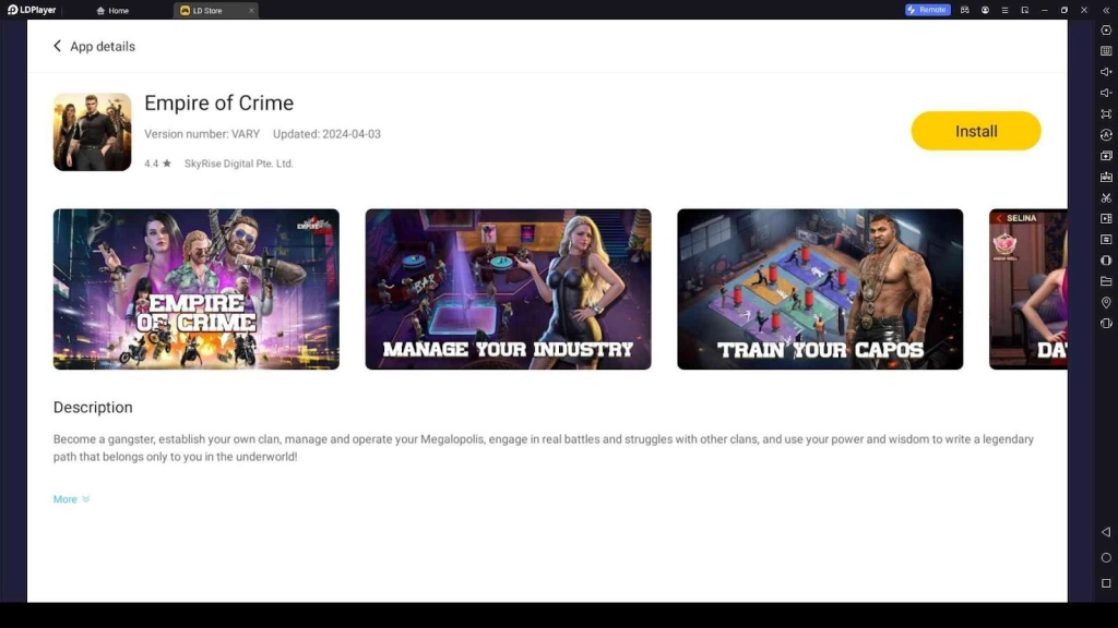 Playing Empire of Crime on LDPlayer