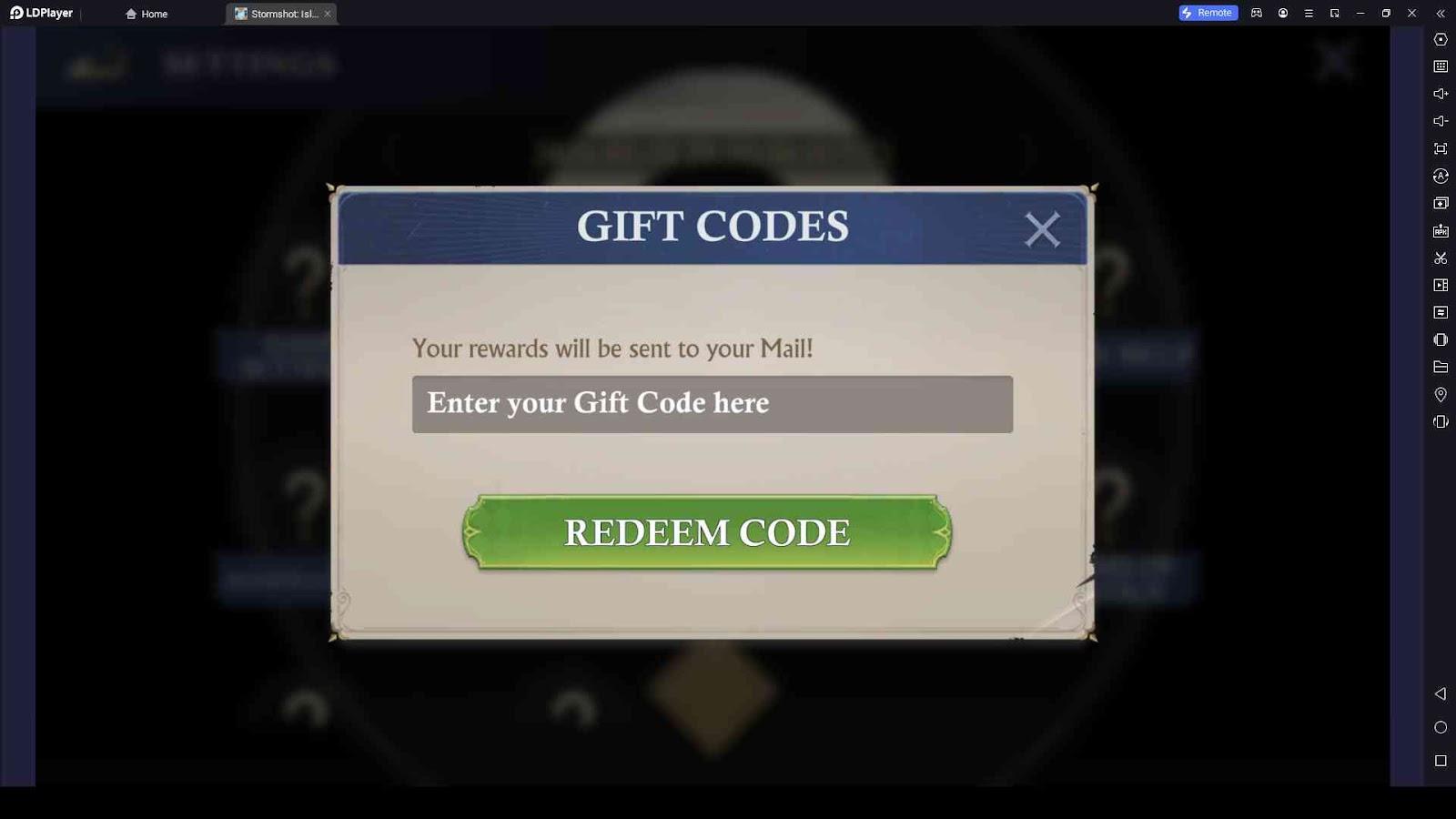 Redeeming Process for the Codes in Stormshot: Isle of Adventure