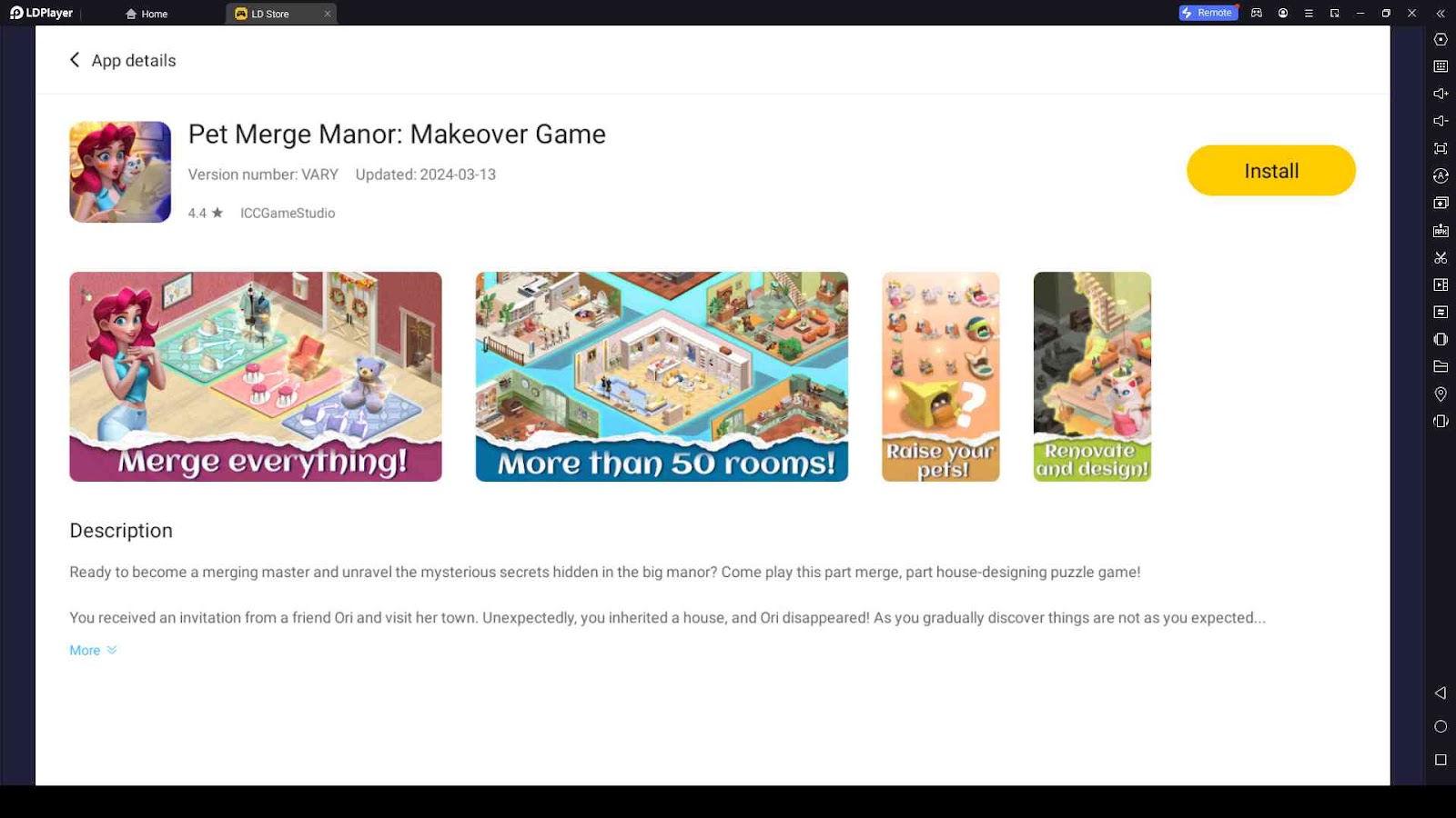 Playing Pet Merge Manor on PC with LDPlayer