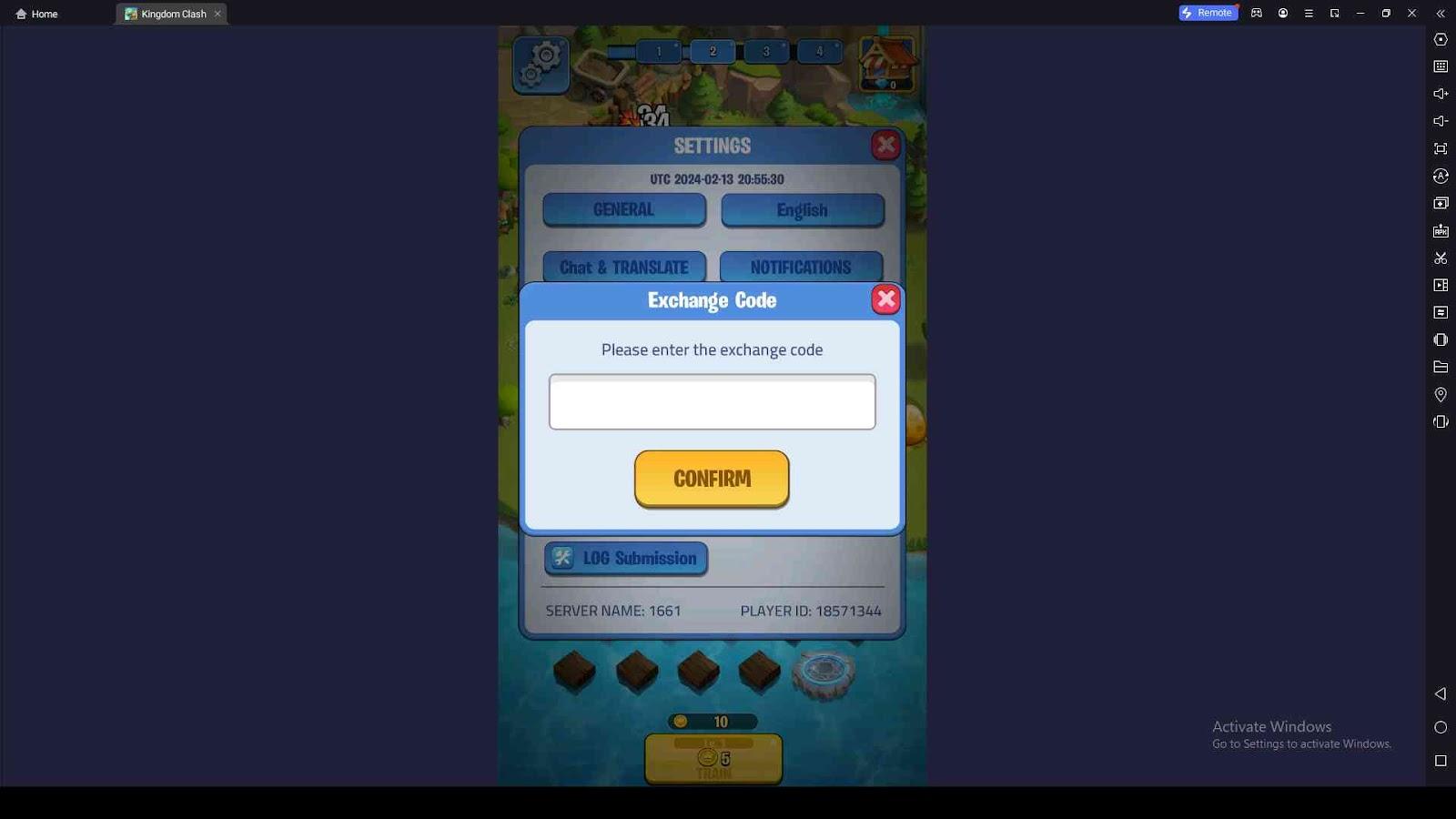 Redeeming Process for the Codes in Kingdom Clash