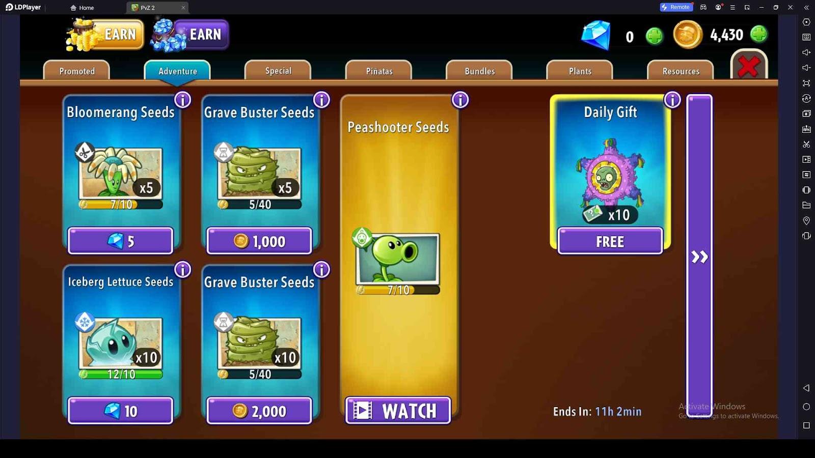 Advertisements and Offers Help You Earn More Coins and Gems