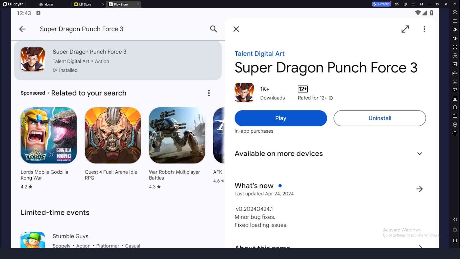 Playing Super Dragon Punch Force 3 on PC with LDPlayer