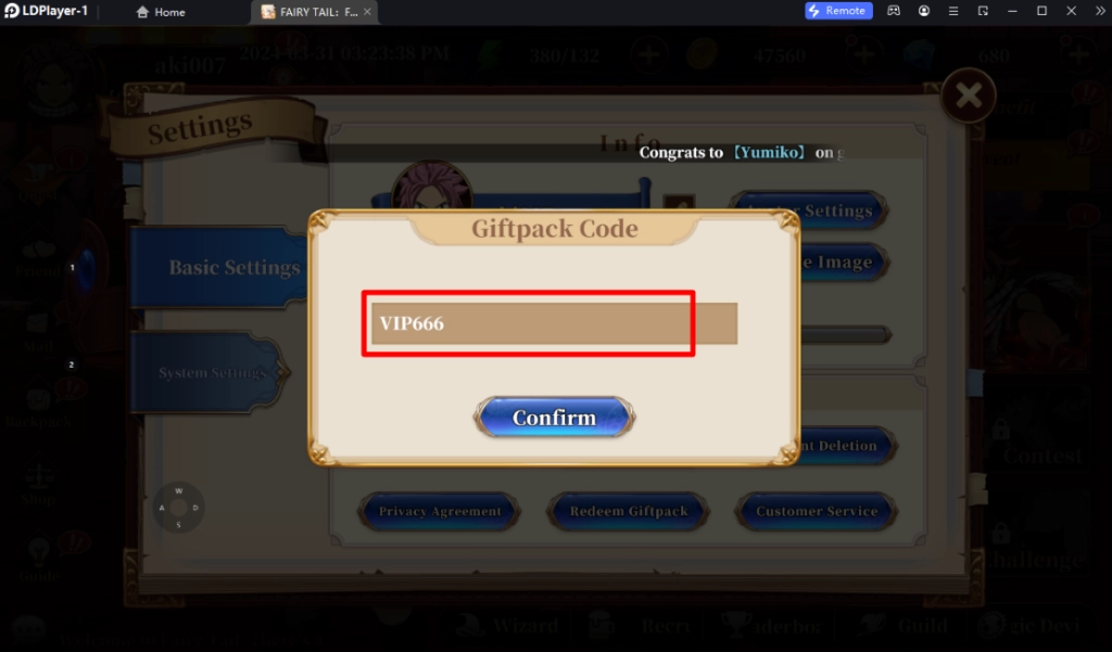 Fairy Tail : Fierce Fight (Global) แจก Giftcode (2 โค้ด) อัปเดตเรื่อยๆ ไอเทมเพียบ!! พร้อมวิธีกรอก บน LDPlayer9