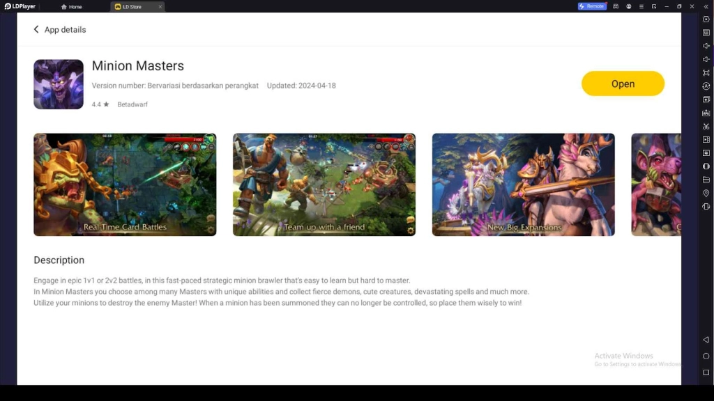 Playing Minion Masters on PC with LDPlayer