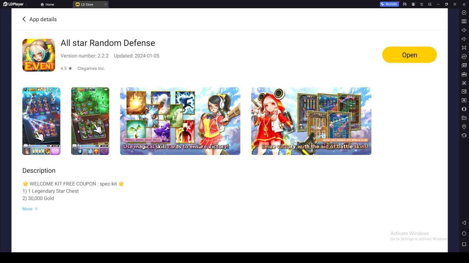 Playing All Star Random Defense on PC with LDPlayer