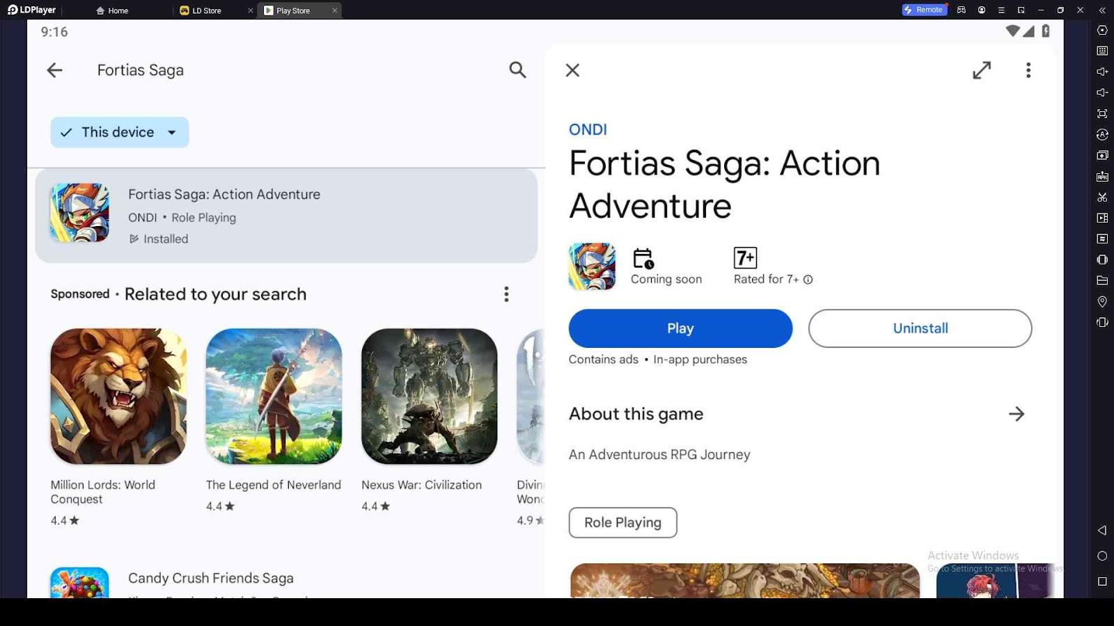 Playing Fortias Saga: Action Adventure on PC with LDPlayer