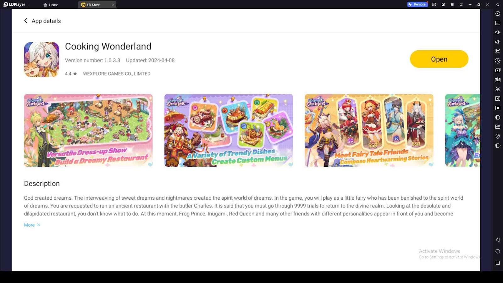 Playing Cooking Wonderland on PC with LDPlayer