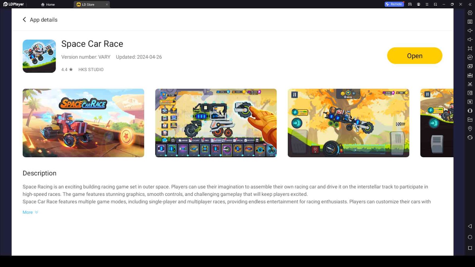 Playing Space Car Race on PC with LDPlayer