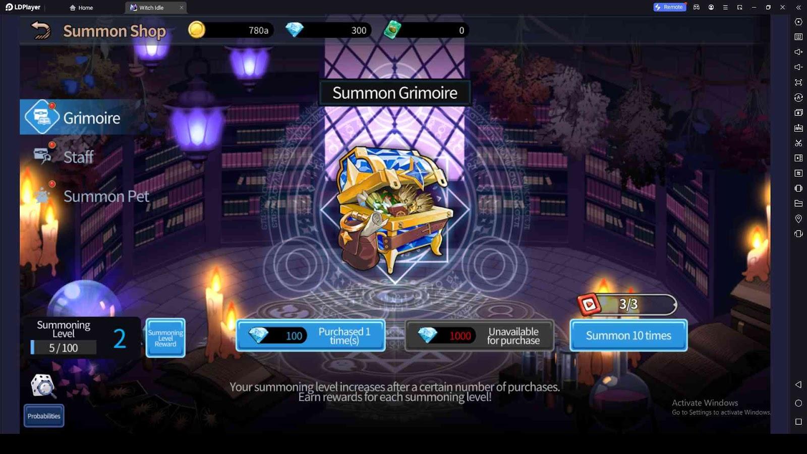 Summoning System in Witch Idle