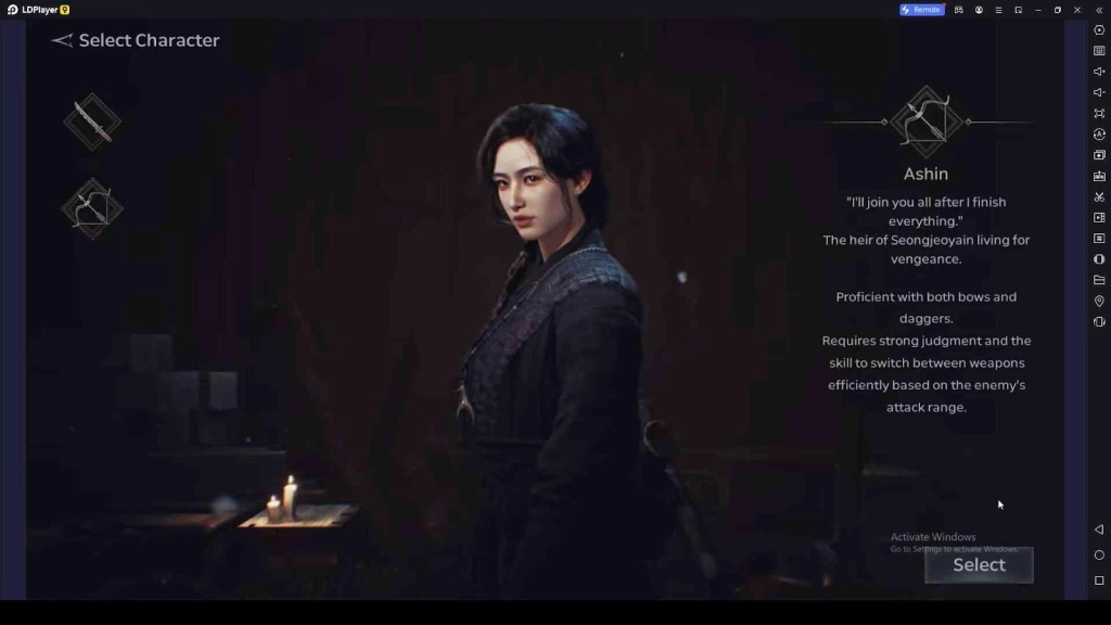 Select Your Character in Kingdom: The Blood