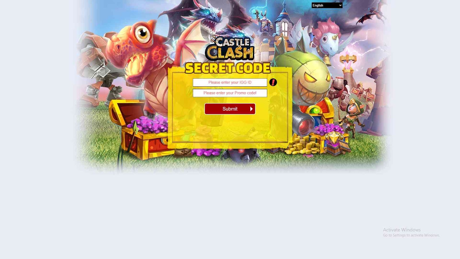 Redeeming Process for the Codes in Castle Clash