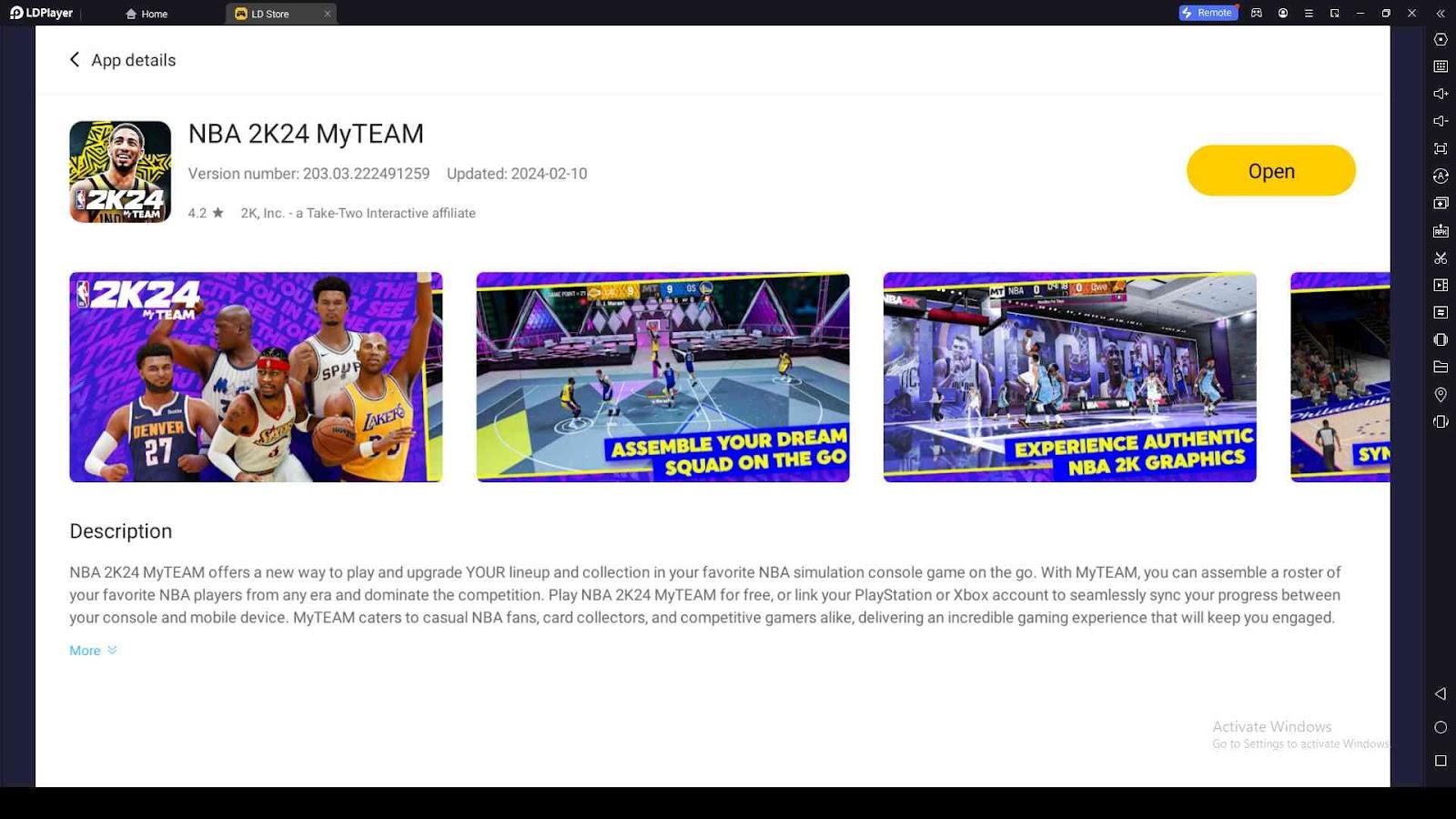 Playing NBA 2K24 MyTEAM on PC with LDPlayer