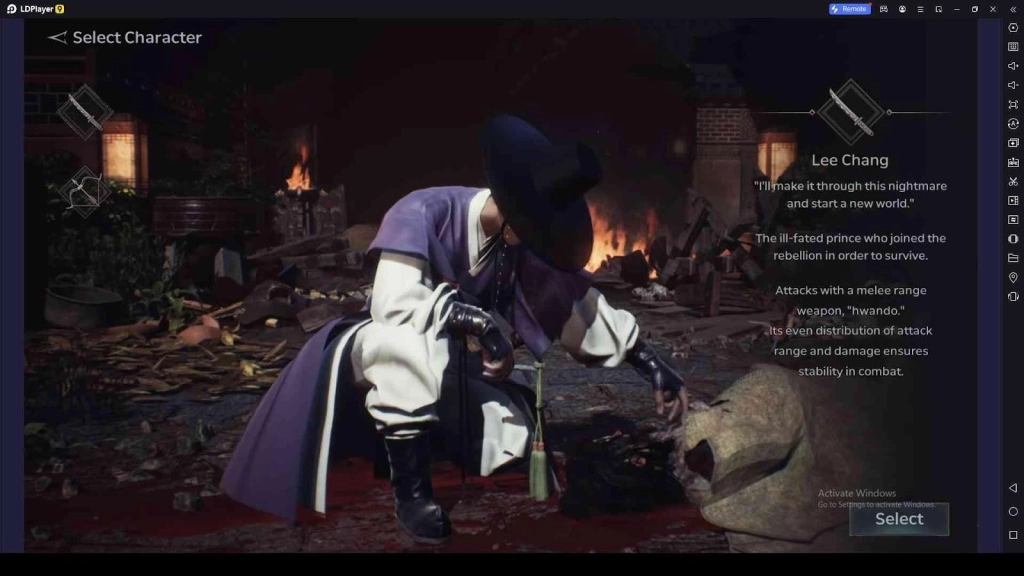 Select Your Character in Kingdom: The Blood