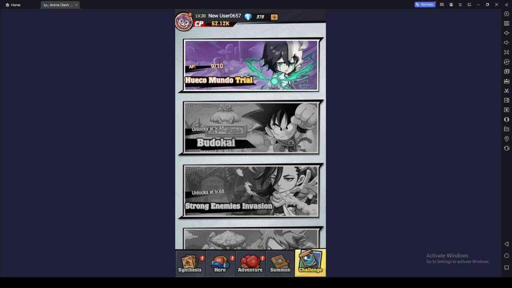 Challenges to Play in Anime Clash: Assemble