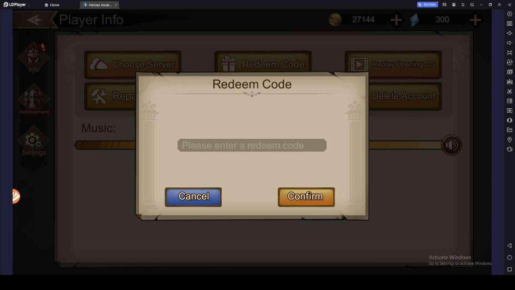 Use the Heroes Awakening Codes