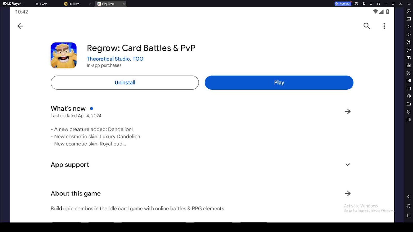Playing Regrow: Card Battles & PvP on PC with LDPlayer