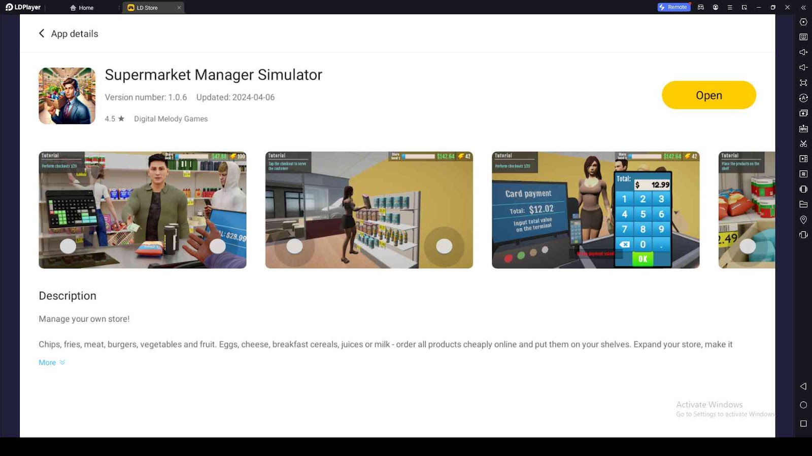Playing Supermarket Manager Simulator on PC with LDPlayer