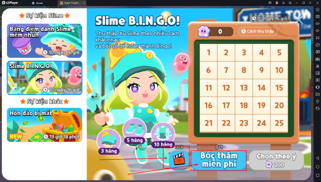 PLAY TOGETHER VNG - HƯỚNG DẪN SỰ KIỆN SLIME BINGO VÀ CÁCH KIẾM XU SLIME