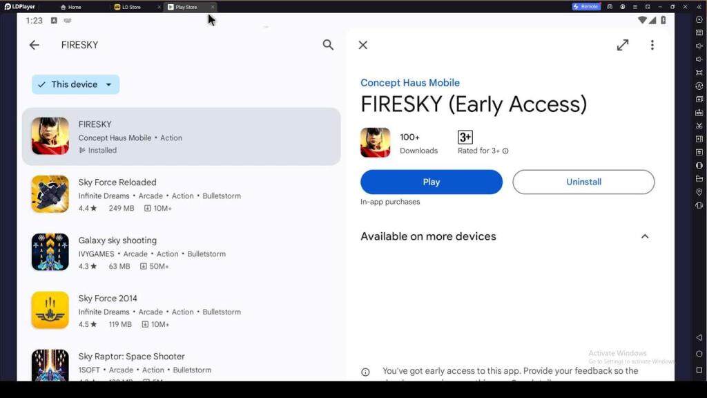 Playing FIRESKY on PC with LDPlayer
