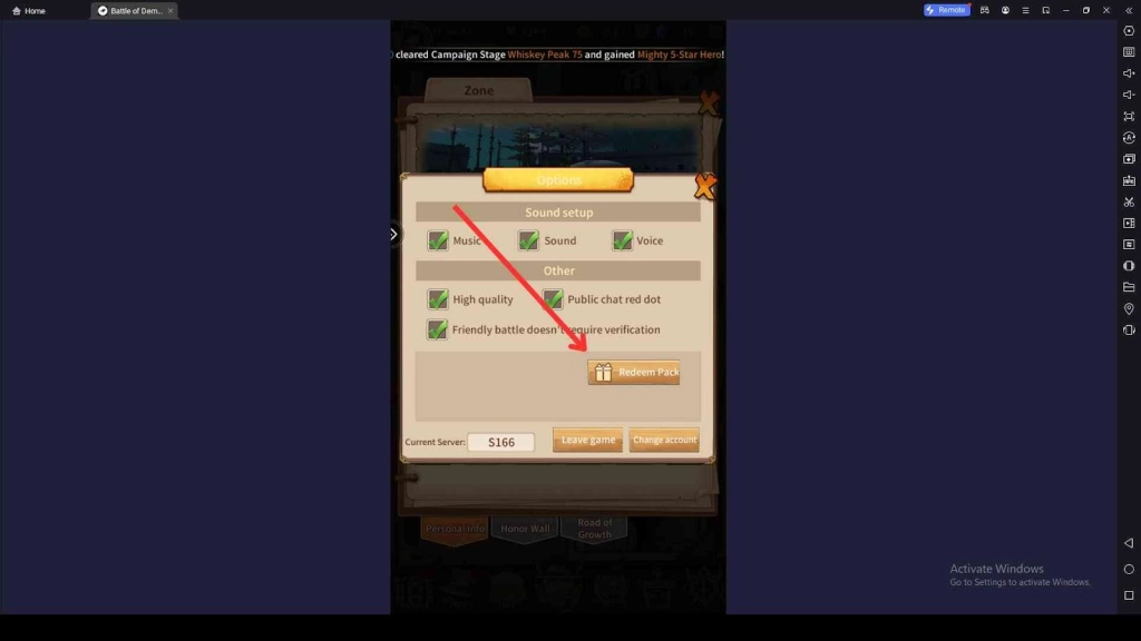 Redeeming Process for the Codes in Battle of Demonland
