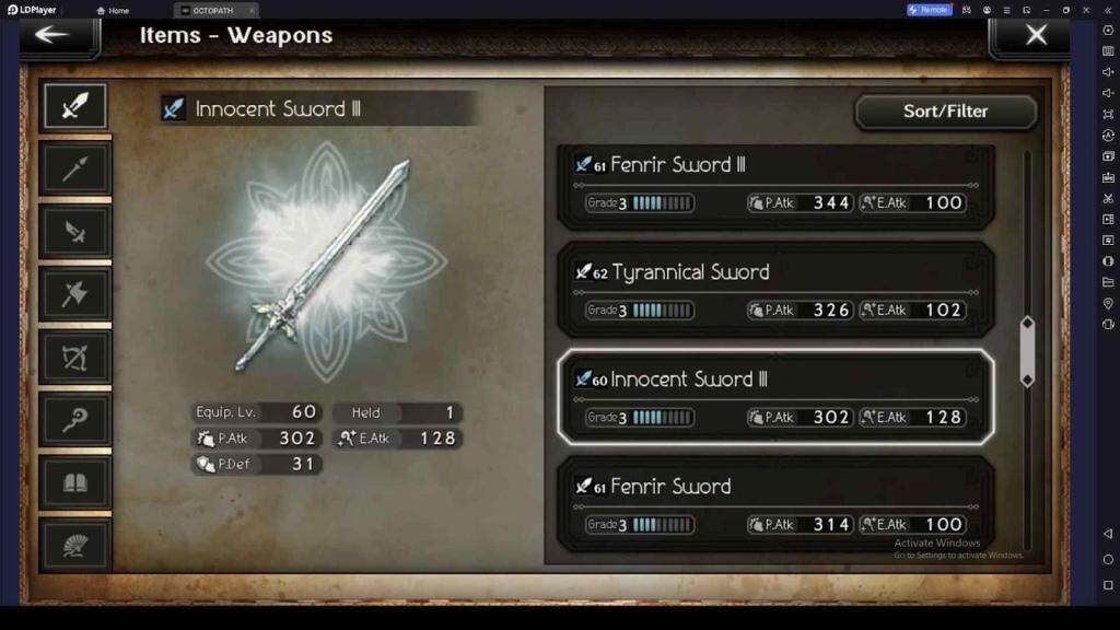 Equipment in OCTOPATH TRAVELER: CotC