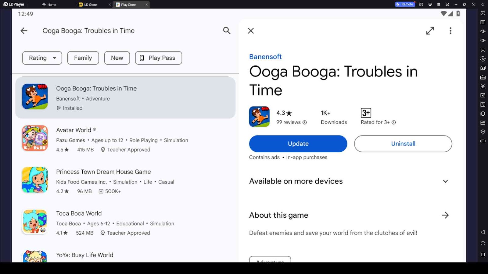 Playing Ooga Booga: Troubles in Time on PC with LDPlayer