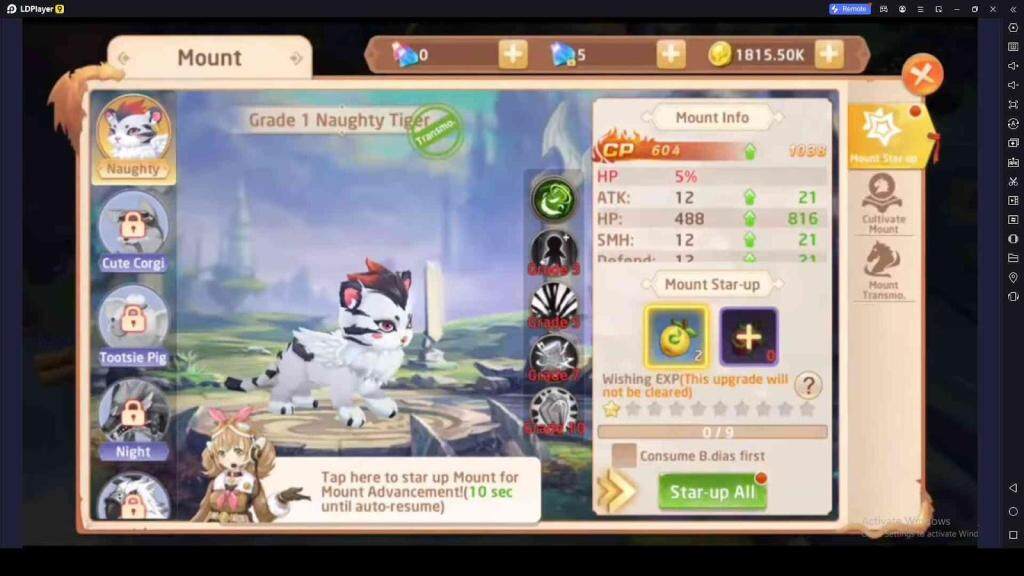Mount Advancement in Chrono Travelers