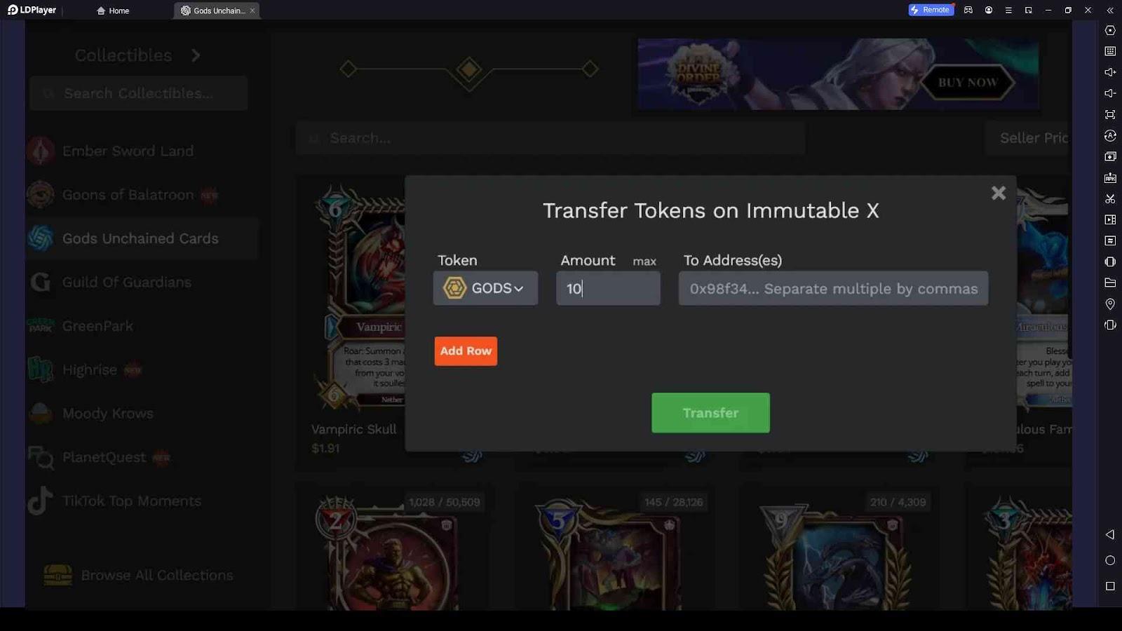 How to Withdraw Tokens in Gods Unchained