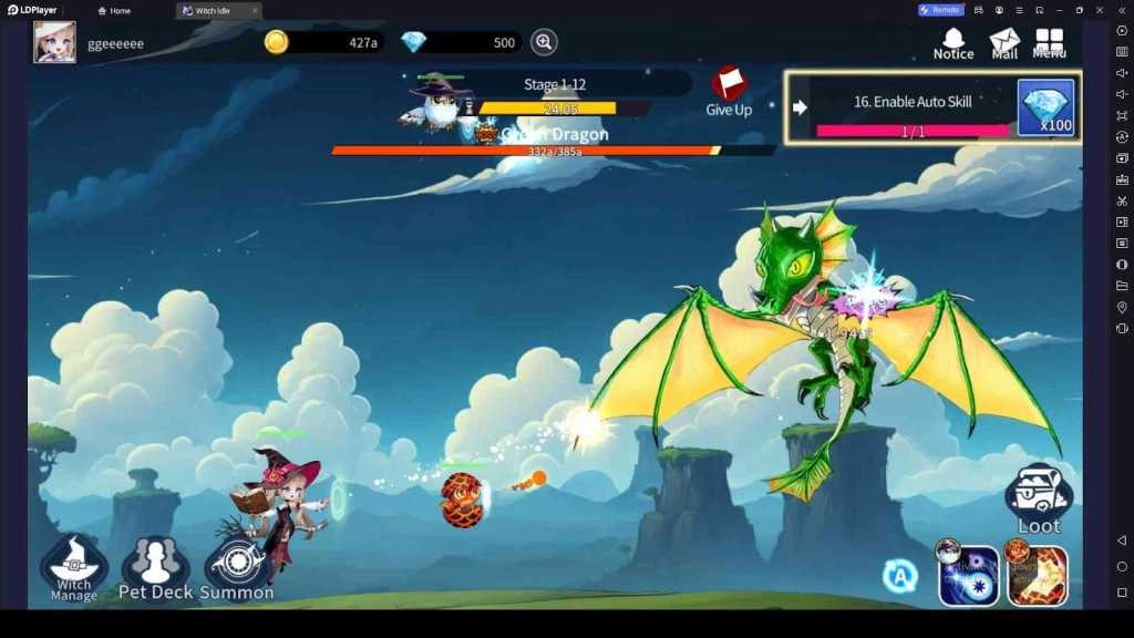 Turn on the Auto Skill Option